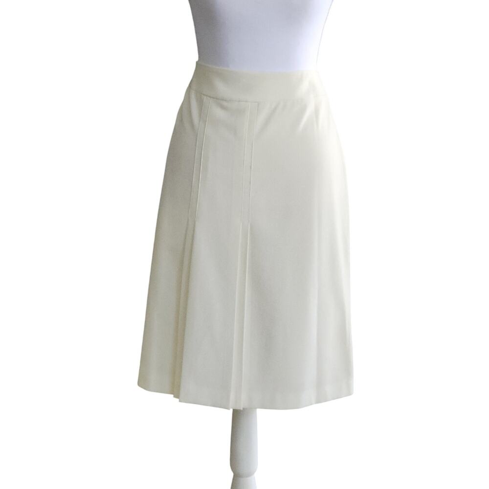 Vintage Y2K Amanda Smith Pleated Straight Skirt Cream Sz 12